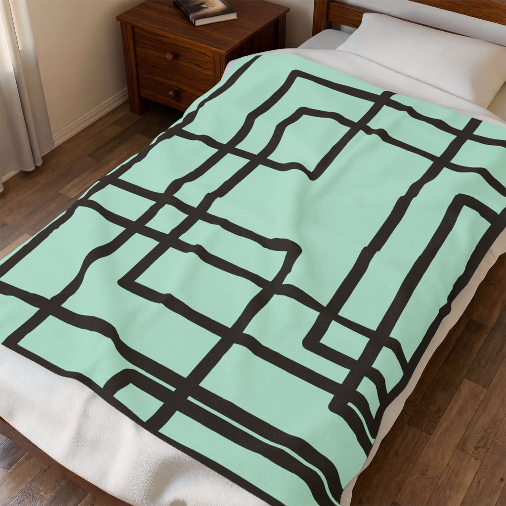 Velveteen Plush Blanket- Mint Madness