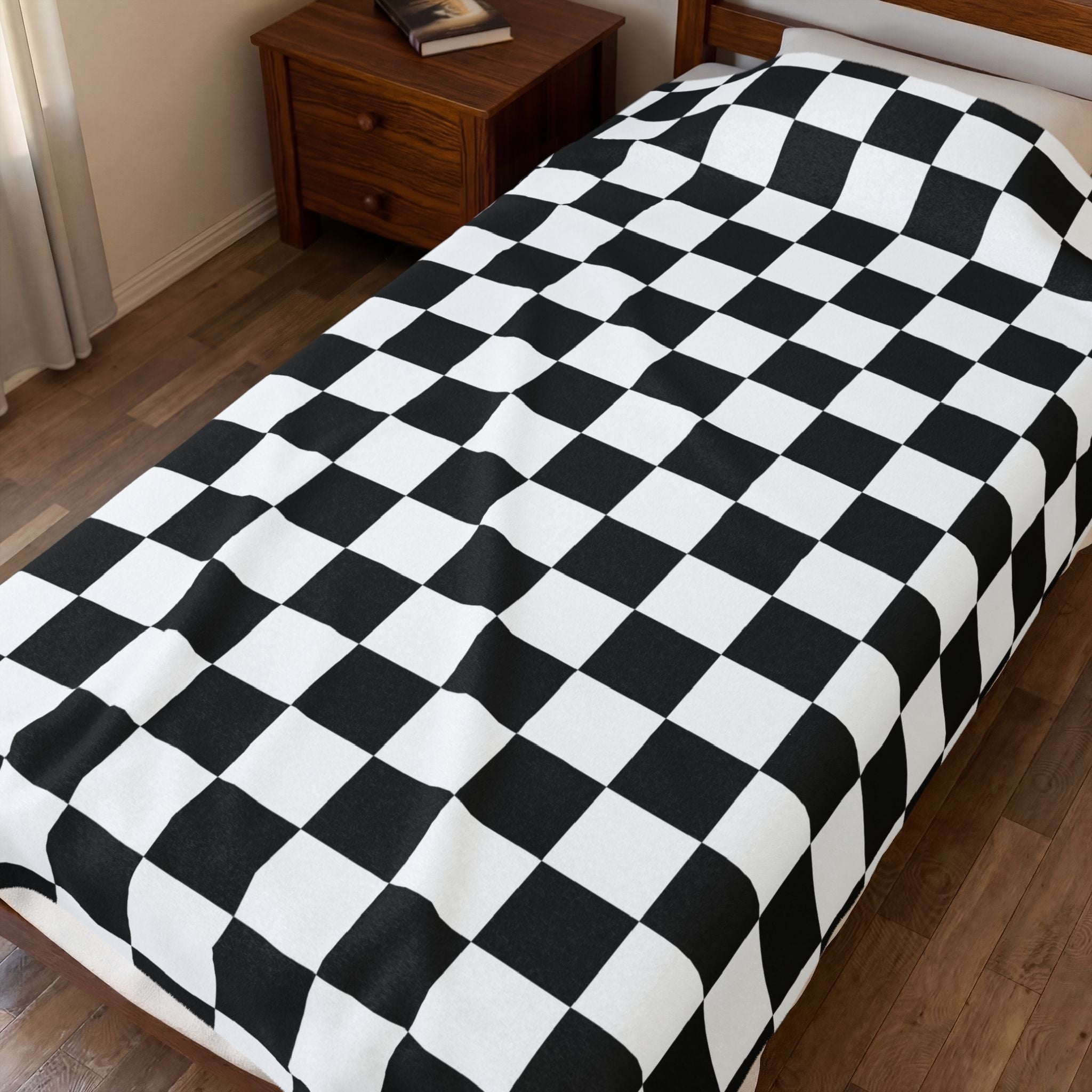 Checkered Velveteen Plush Blanket