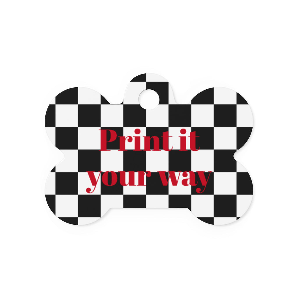 Checkered Pet Tags - Checkered (Black and White)