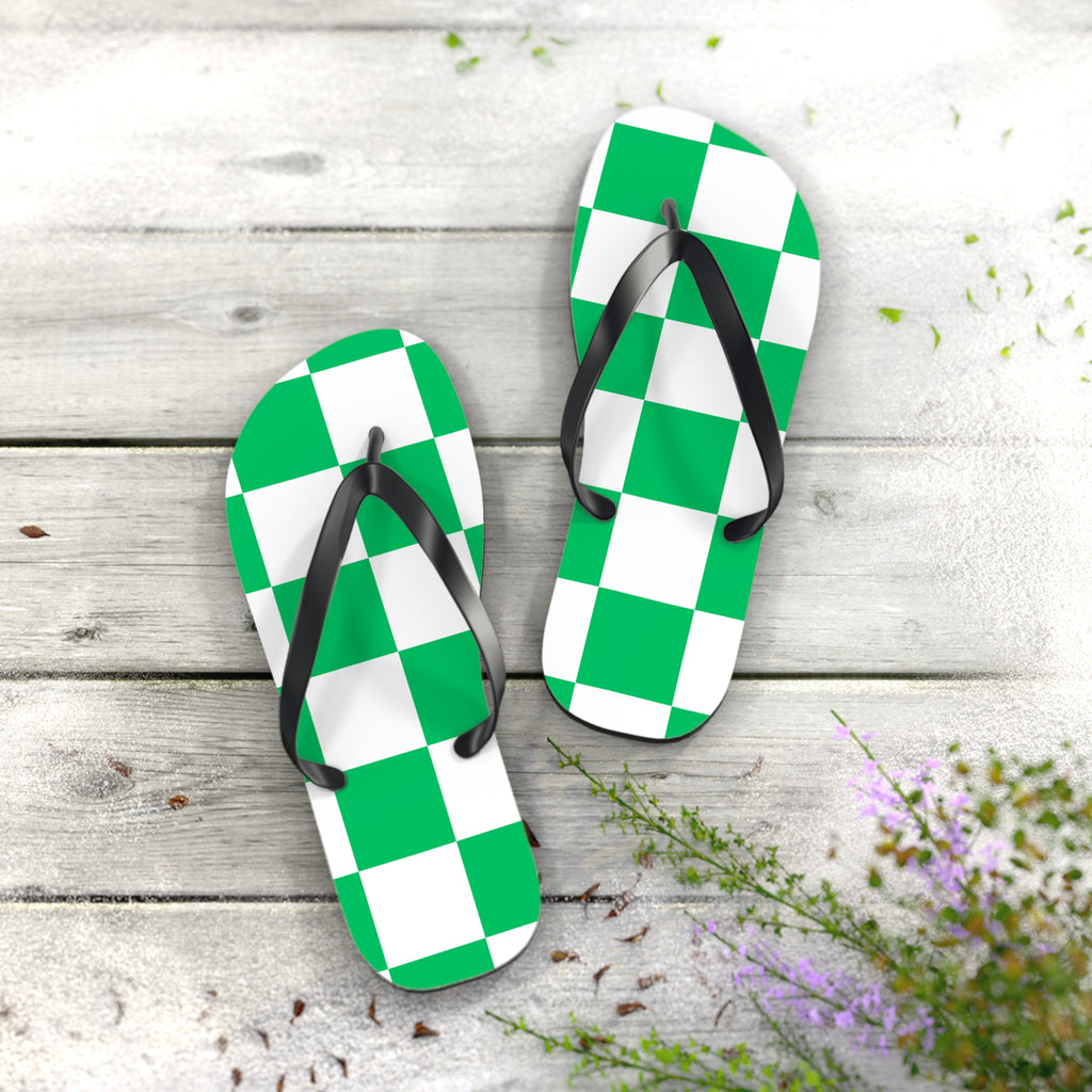 Flip Flops- green checkered