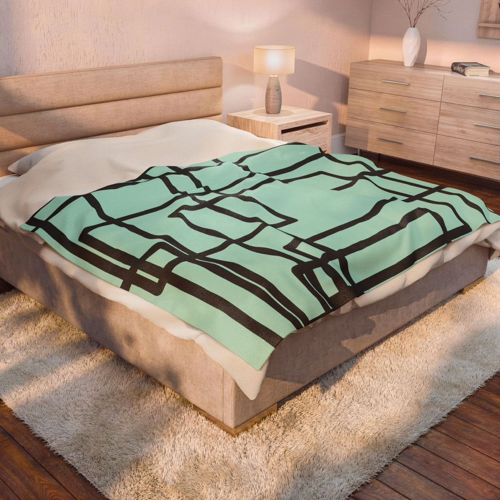 Velveteen Plush Blanket- Mint Madness