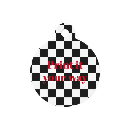 Checkered Pet Tags - Checkered (Black and White)