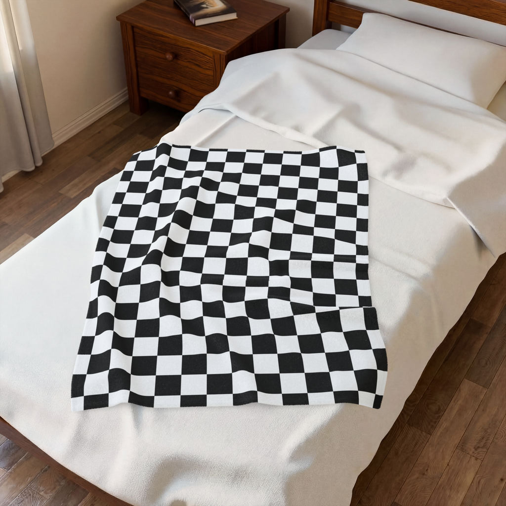 Checkered Velveteen Plush Blanket