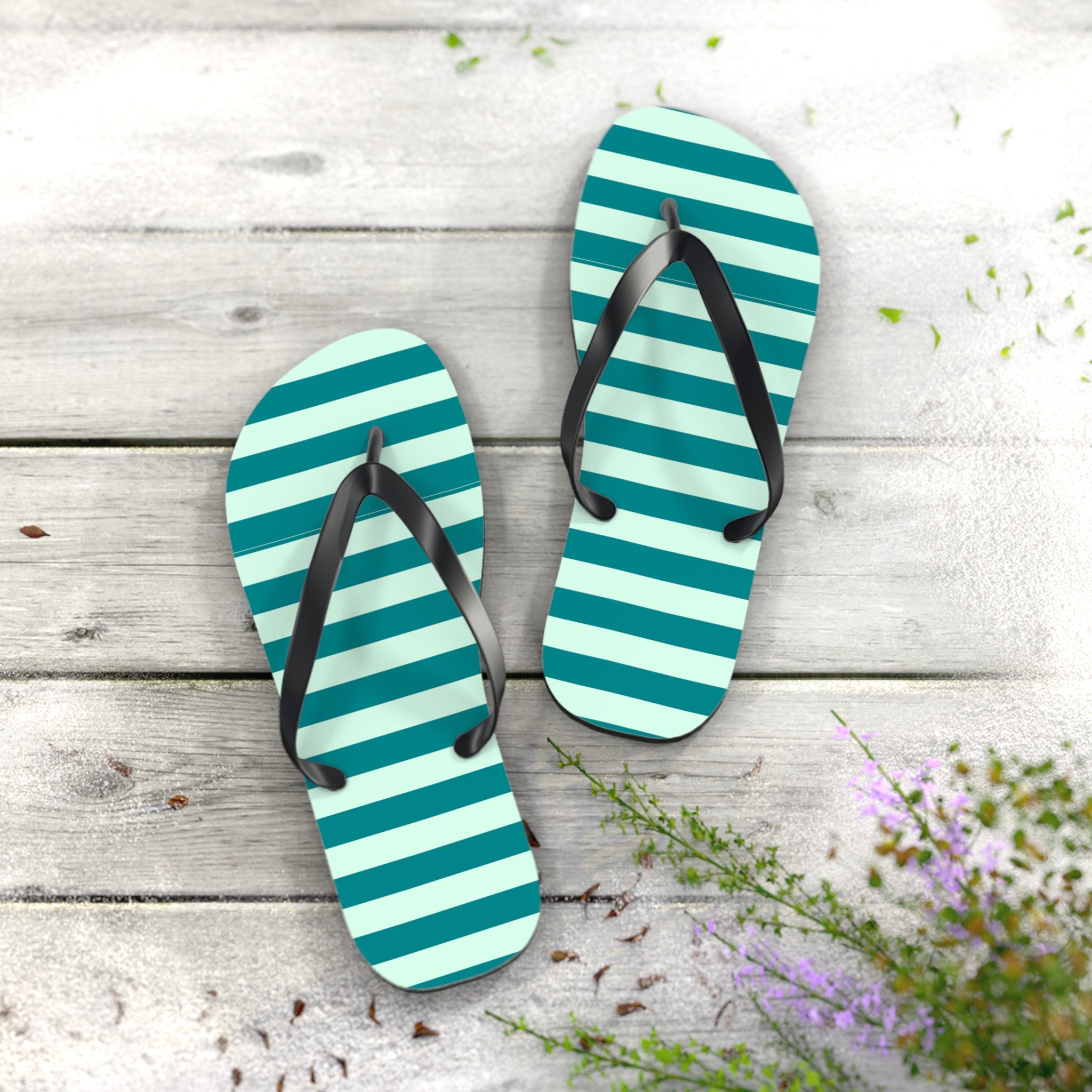 Flip Flops- green stripes