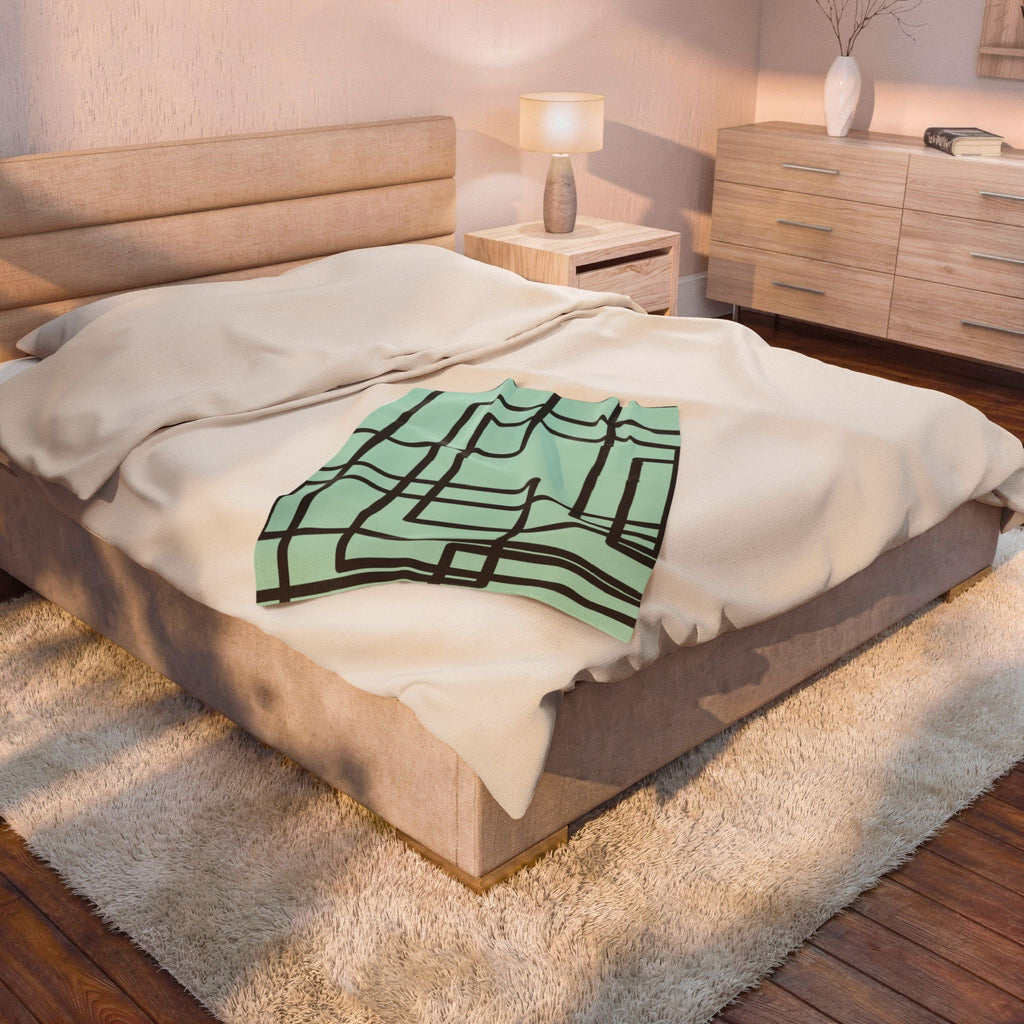 Velveteen Plush Blanket- Mint Madness
