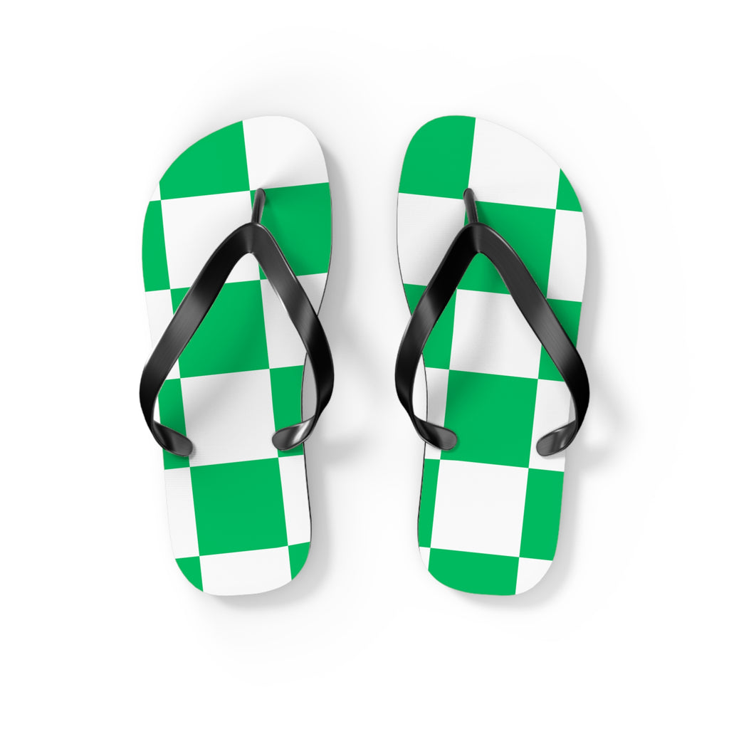Flip Flops- green checkered