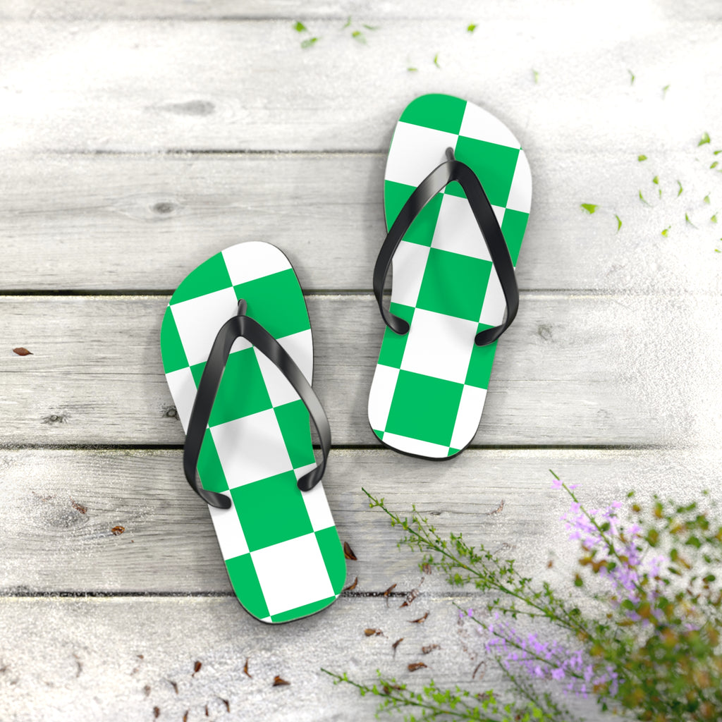 Flip Flops- green checkered