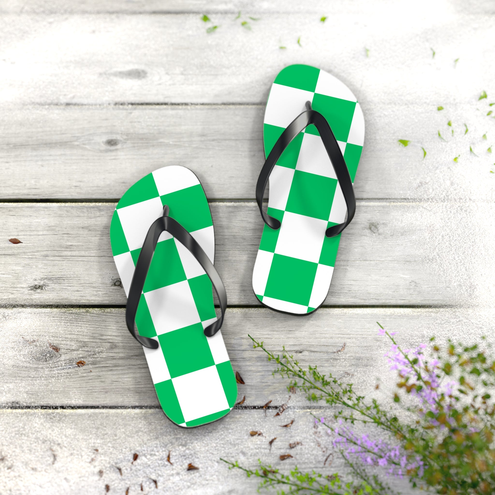 Flip Flops- green checkered
