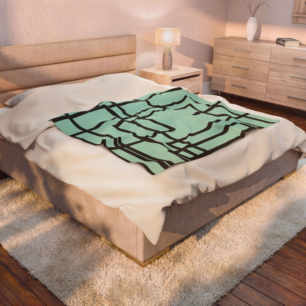 Velveteen Plush Blanket- Mint Madness